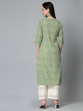 Women's Leheriya Printed & Embroidered Rayon Straight Kurta-TOYOTOGREEN